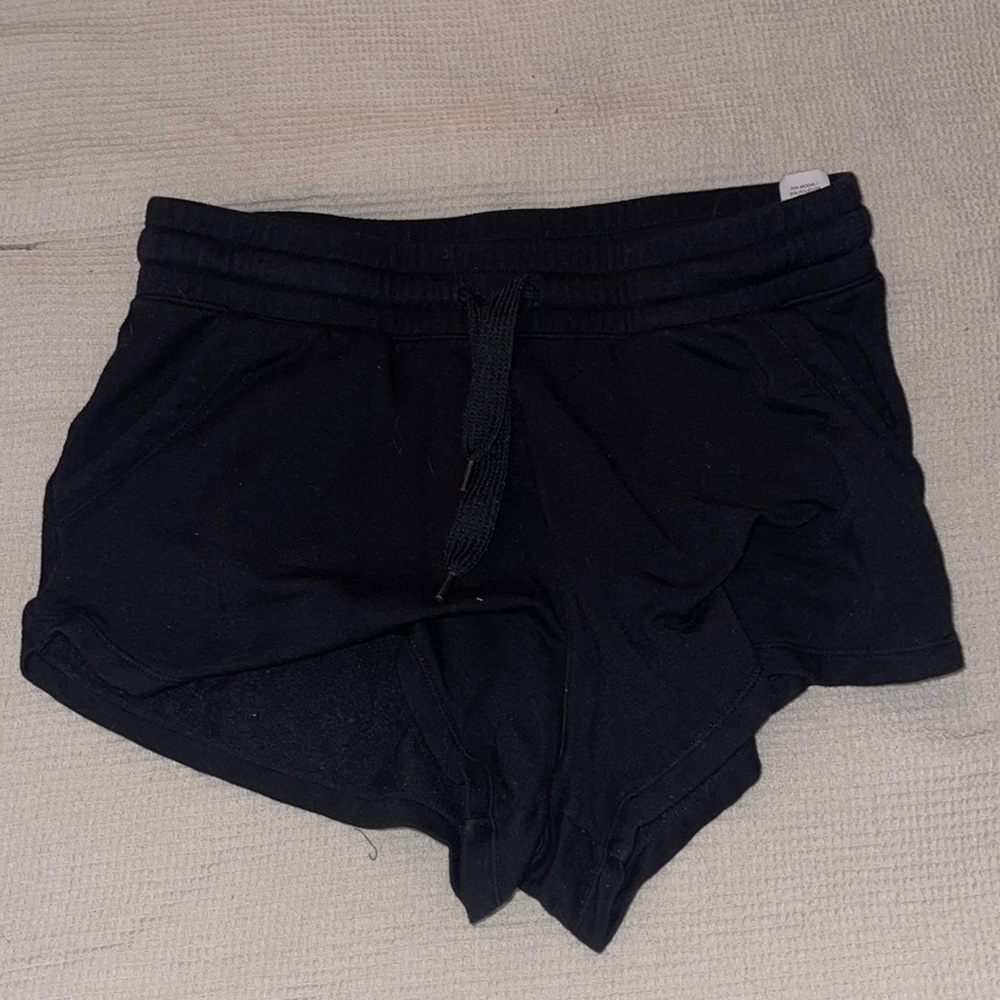 Black drawstring soft athletic shorts